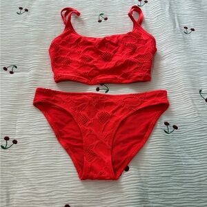 Aerie Red/Orange Lace Bikini Set
